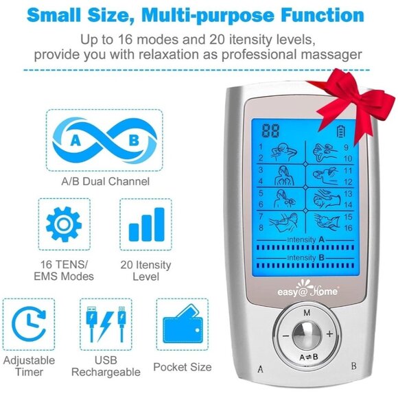 Easy@Home TENS Unit + EMS Muscle Massager for Pain & Muscle 16-mode EHE029G NEW - Picture 5 of 6